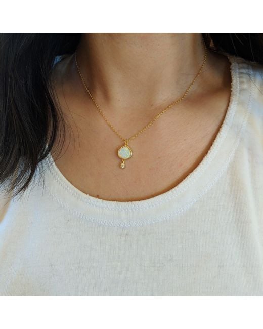 KAMARIA Metallic Best Friend Opal Pear Necklace With Crystal Drop