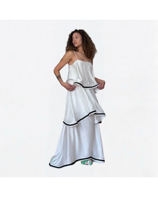 London Atelier Byproduct White Layer Dress With Spaghetti Straps