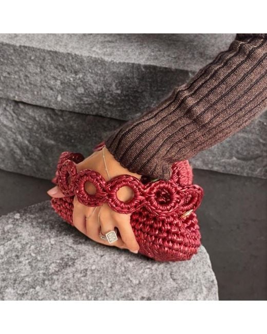 Sibylla Delphica Red Mini Metallic Crochet Clutch Bag
