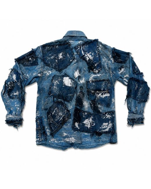 Zasta Studio Blue Wearable Ruins Shredded Denim Colored Shirt G