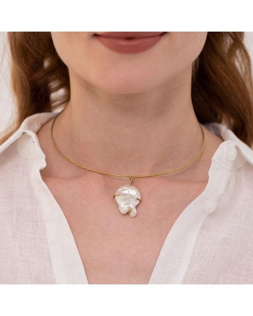 LINYA JEWELLERY Metallic Baroque Pearl Necklace
