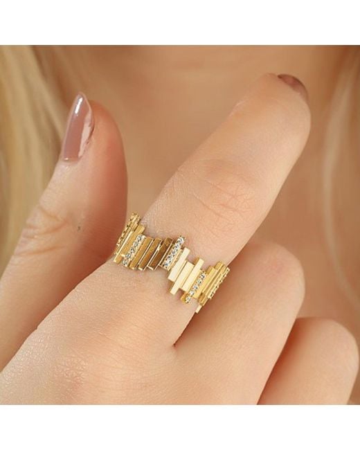 Spero London Metallic New Multiple Bar Sterling Ring