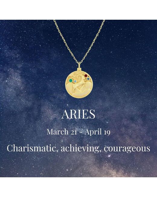 Azura Jewelry New York Metallic Aries Zodiac Mantra Necklace Vermeil