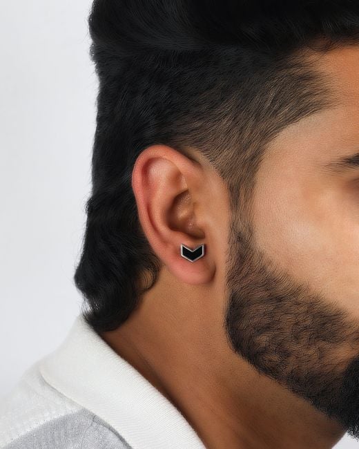 The Jewelz Black Dark Arrow – Onyx Chevron Studs for men