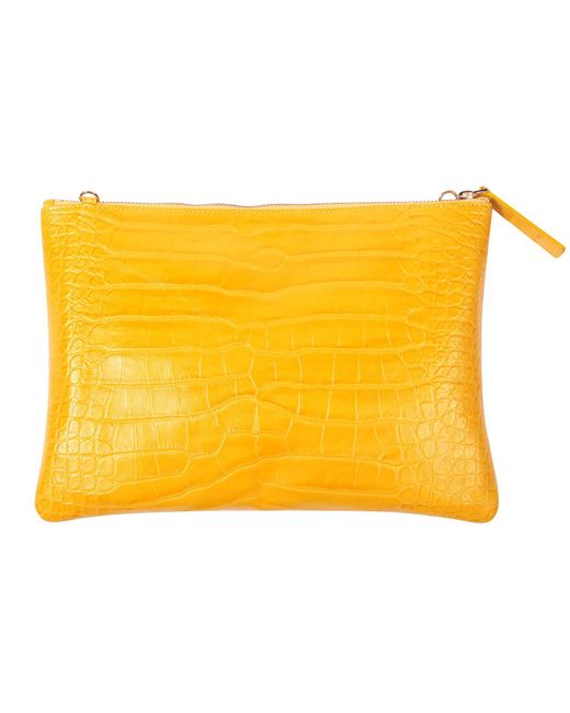SJW BAGS LONDON Yellow Croc-Embossed Leather Bag
