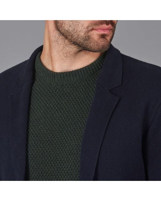 Paul James Knitwear Blue Cotton Deconstructed Knitted Gabriel Blazer for men
