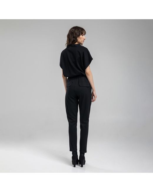 ARTISTA Black Asymmetric Turtleneck Printed Top