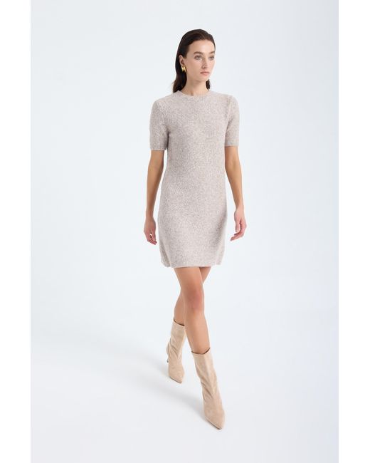Monlicia Natural Neutrals Rune Short Sleeve Knit Dress – Taupe