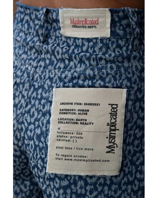 mysimplicated Blue Leopard Denim Bermuda Shorts W