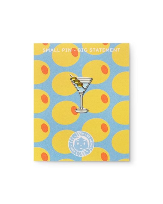 Make Heads Turn Yellow Enamel Pin Martini With Olives