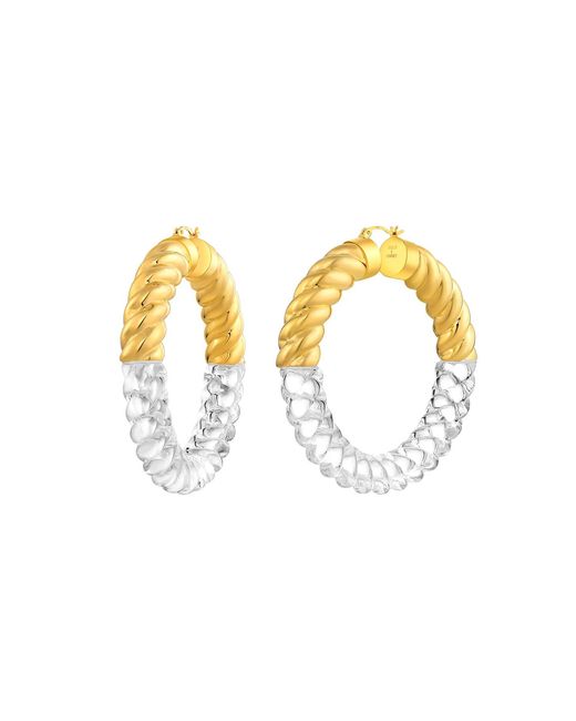 Gold & Honey Metallic Xl Clear And Chunky Rope Hoop Earrings