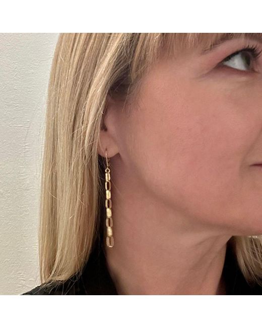 Edge Only Metallic Oval Link Drop Earrings 18Ct Vermeil