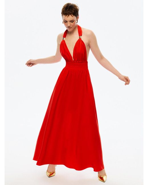Nocturne Red V-neck Halter Dress