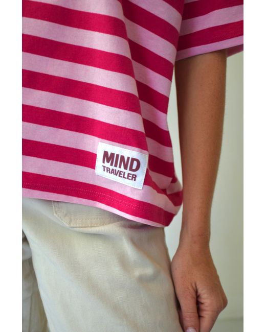 Mind Traveler Pink Nunu And Fuchsia Striped T-Shirt