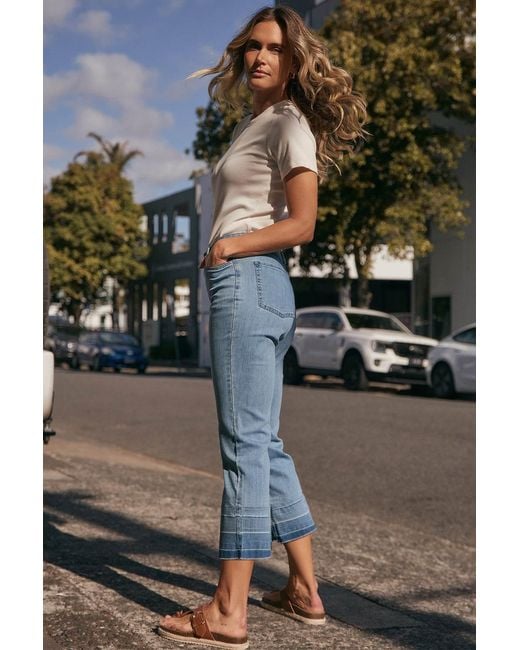 Adrift Clothing Blue Adrift Denim Cropped Straight Leg Jeans