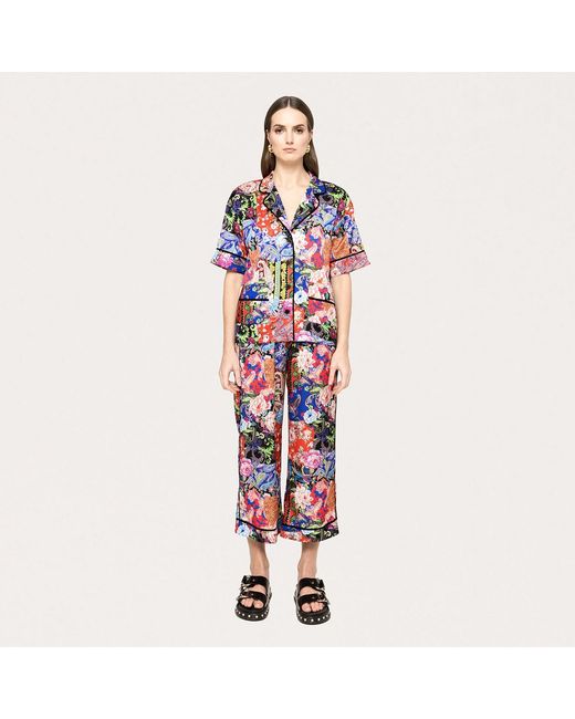 Nissa Red Printed Satin Culottes