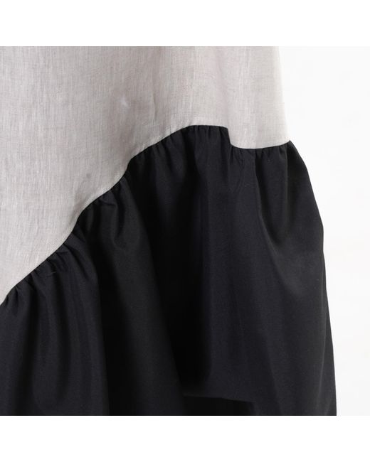 Metamorph White Neutrals V-Neck Linen Midi Dress
