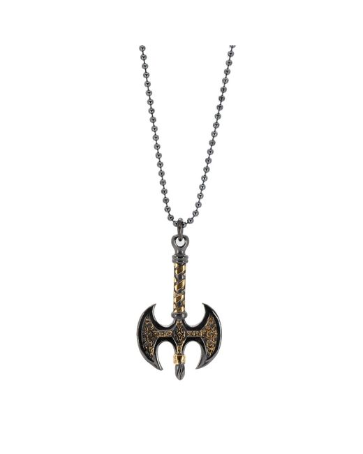 Ebru Jewelry Metallic Viking Axe Sterling & Pendant Chain Necklace for men