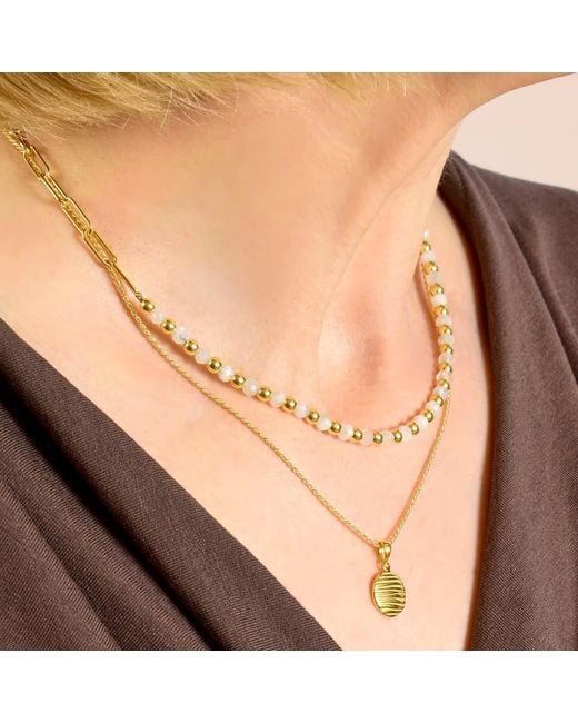 Nellou Jewellery Metallic Moonstone Gem Shine Necklace Plated Sterling