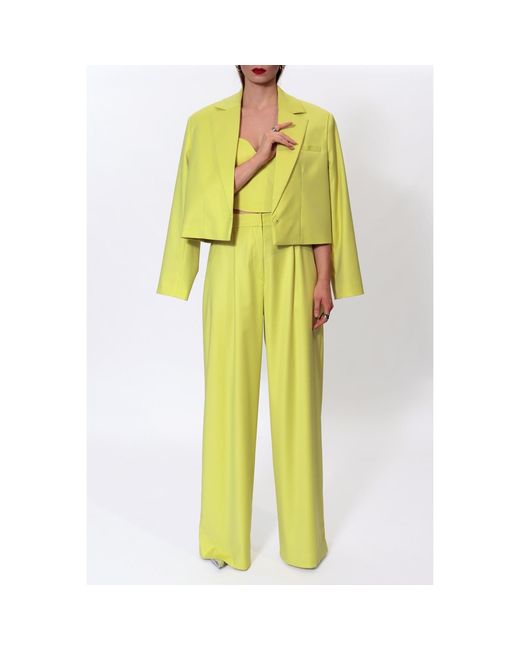 AGGI by HALEWSKI Yellow Ophelie Wild Lime Wide Suit Trousers