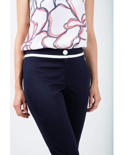 Conquista Blue Fitted Pants With Contrast Stripe