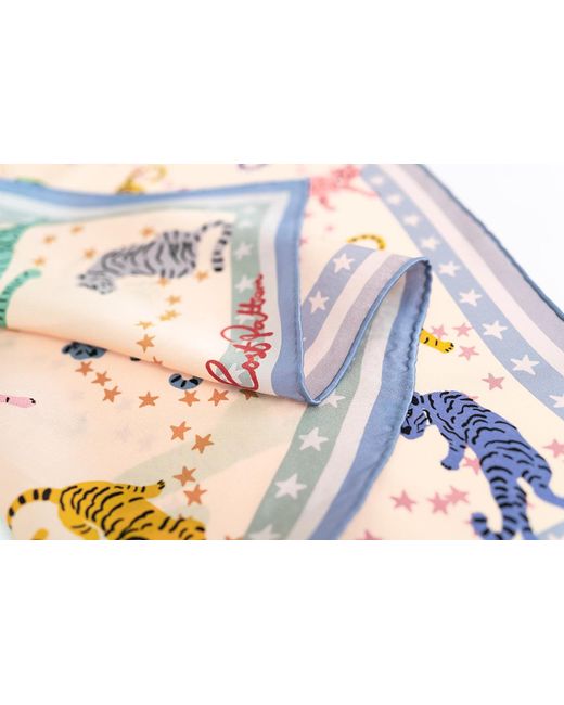 Lost Pattern Metallic Neon Tigers Silk Bandana for men