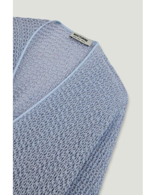 Nocturne Blue Wrap Mesh Blouse