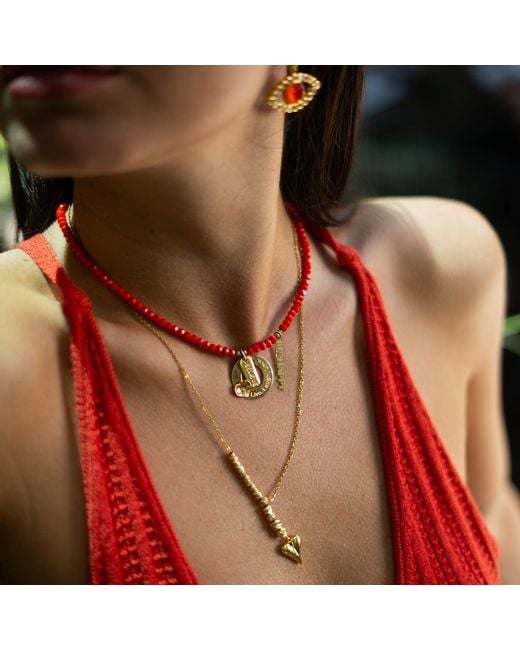 Ebru Jewelry Metallic Romantic Golden Heart Harmony Necklace