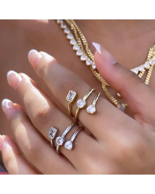 SHYMI White Multi Shape Spiral Ring