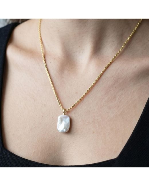 Uchi and Soto Metallic Shinju Square Pearl Necklace