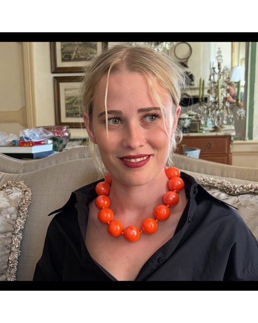 Michael Nash Jewelry Red Lucy Gumball Coated Resin Knotted Necklace