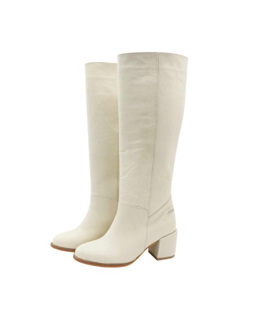 Stivali Natural Neutrals Cléo Knee High Boots In Ivory Leather