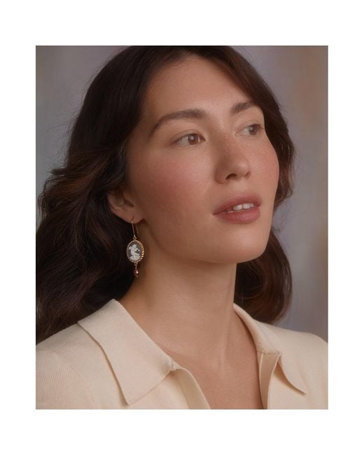 Vintouch Italy Blue Playing Angels Cameo And Garnet Earrings