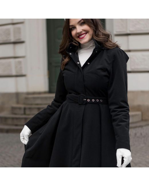 RainSisters Black Winter Coat With A Hood: Obsidian Frost