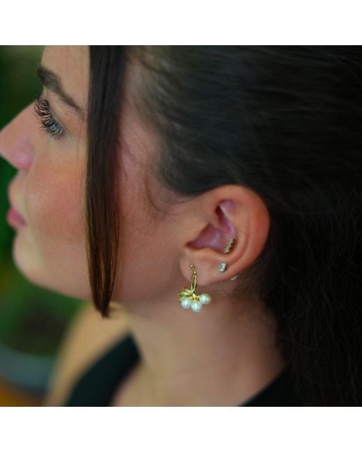 Ebru Jewelry Metallic Romantic Bridal Pearl Earrings