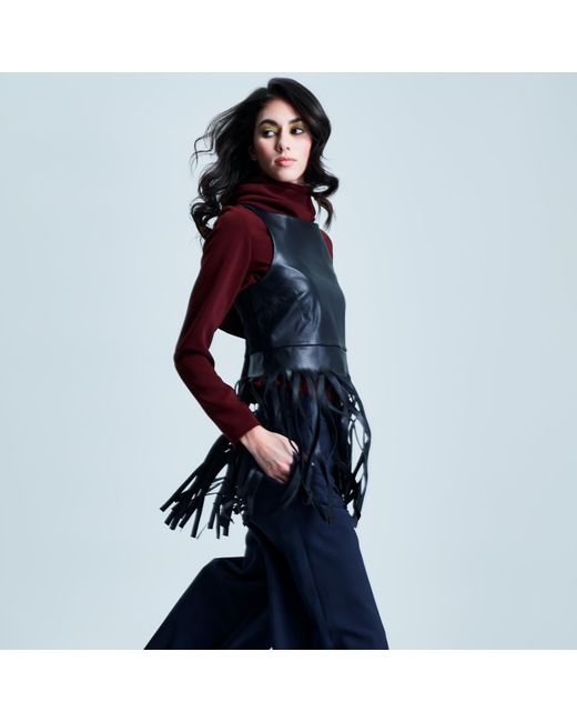 SNIDER Black Handmade Molten Fringe Top