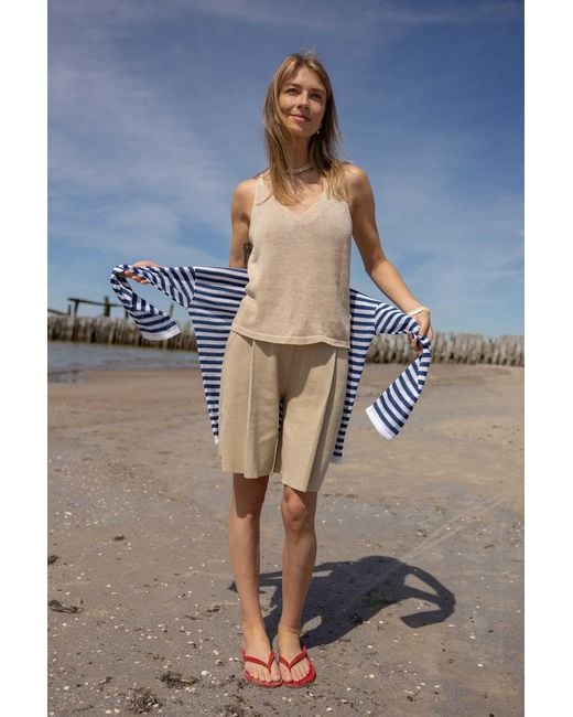 SALANIDA Natural Neutrals Mare 100% Linen Tank Top Sand