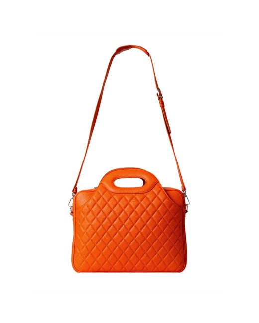 Laura Olaru Orange Fabiola Leather Laptop Bag