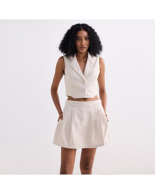 REISTOR Pink Cropped Cotton Tweed Vest
