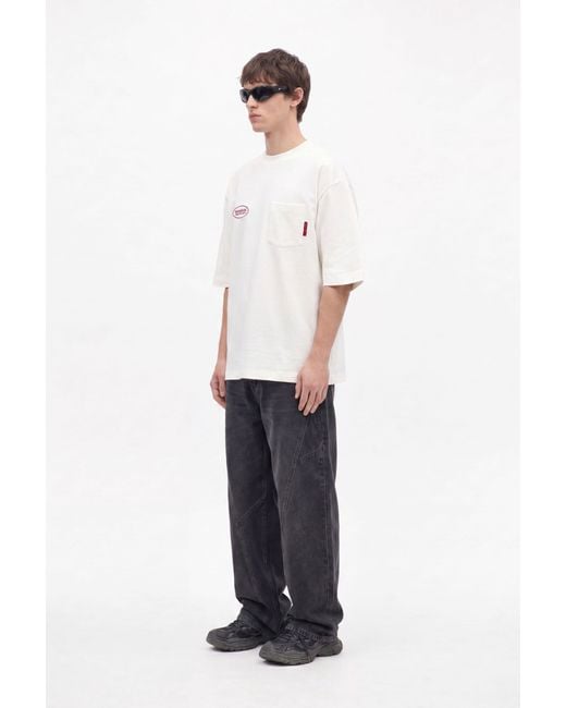 mysimplicated White Neutrals Workwear Ecru Oversized Pocket T-Shirt for men