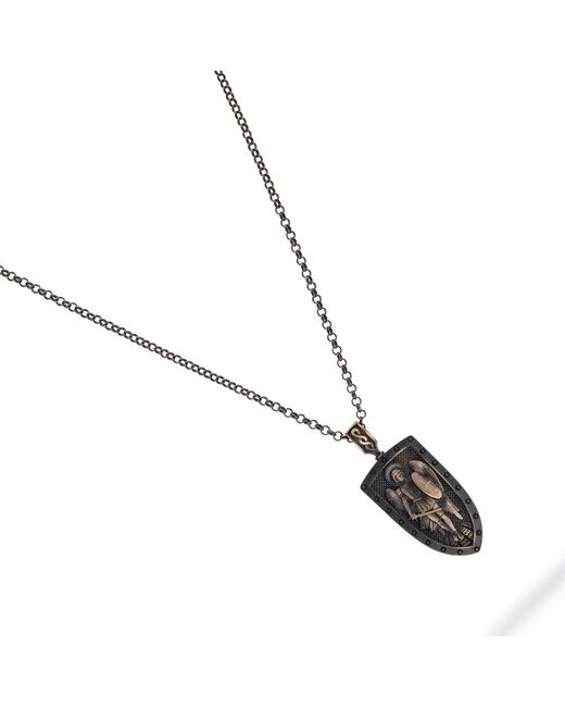 Ebru Jewelry Black Guardian Angel Shield Sterling Necklace for men
