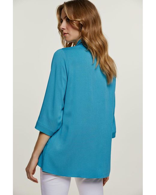 Conquista Blue V Neck Top