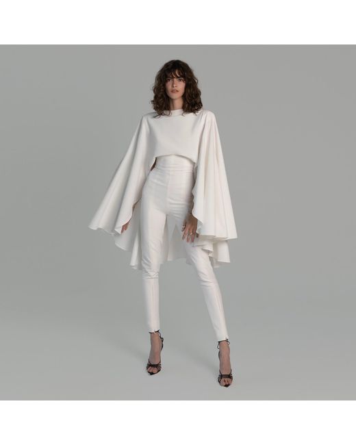 Sanctumum White Oleon Cape Jumpsuit