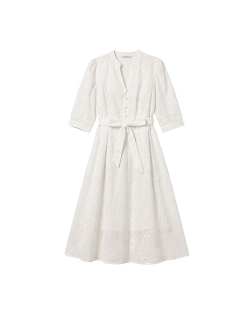 LAtelier London White Broderie Anglaise Cotton Midi Dress