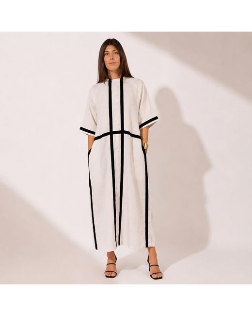 Zasta Studio White Linen Contrast Trim Maxi Dress A