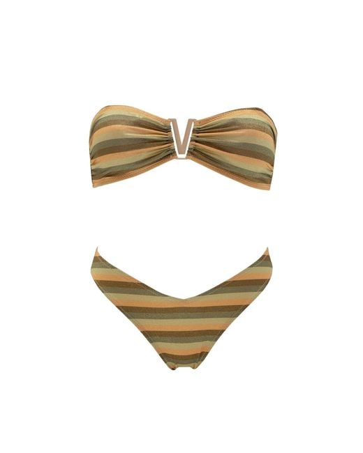 Aulala Paris Metallic Mermaid Vintage Inspired Lurex Striped Bikini