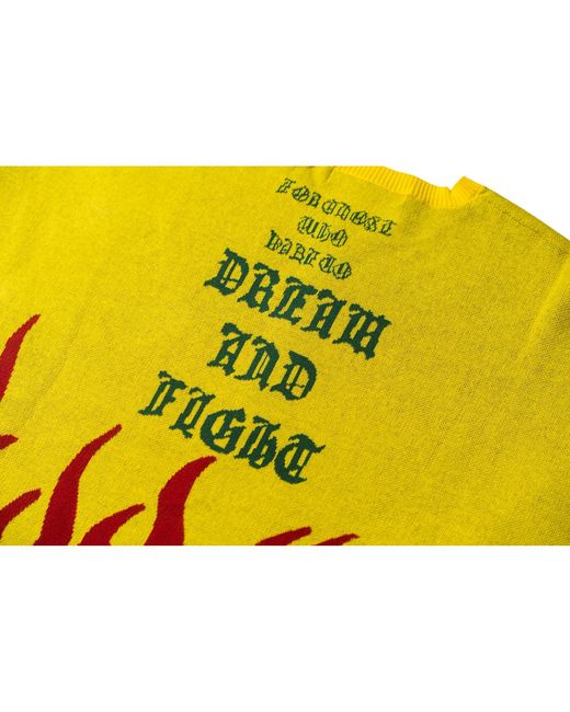 TOKKOU Yellow Pullover Knit Sweater Fire