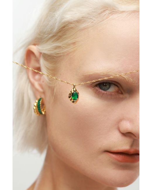 Classicharms Metallic Emerald Pendant Necklace