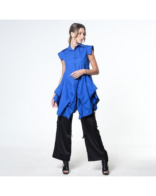 Metamorph Blue Loose Sleeveless Shirt