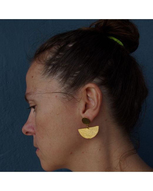 Morning Blue. Yellow Two Shape Earrings